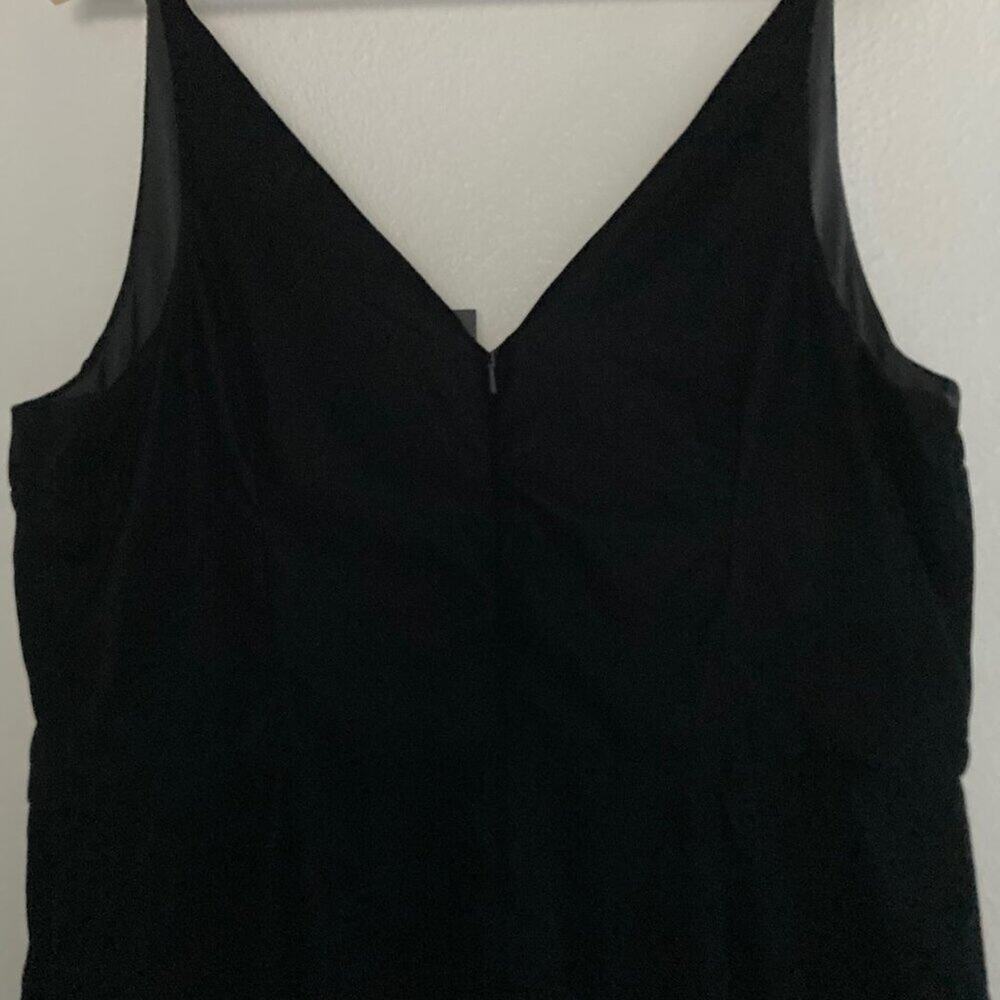 NWT (flawed) Banana Republic Black Velvet Cropped‎ Sleeveless Jumpsuit Sz 14 - Picture 7 of 12